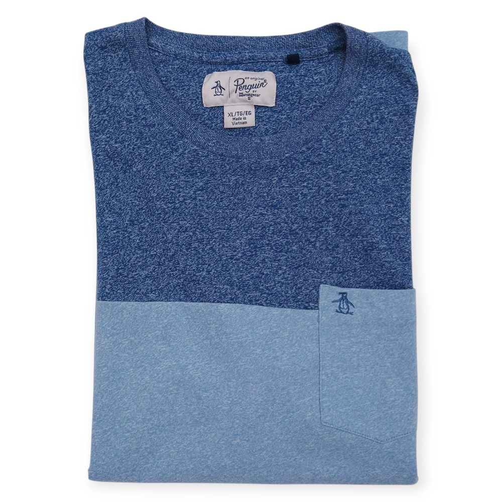 Original Penguin Munsingwear Pocket T-Shirt Mens XL Blue Colorblock RT3046